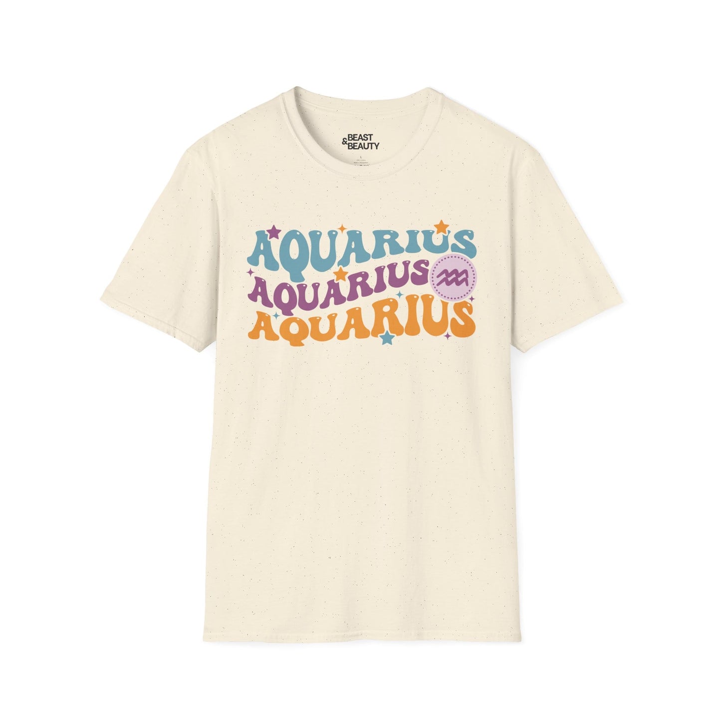 Retro Aquarius Zodiac Graphic T-Shirt Natural / M gift_idea unique_gift personalised_gift