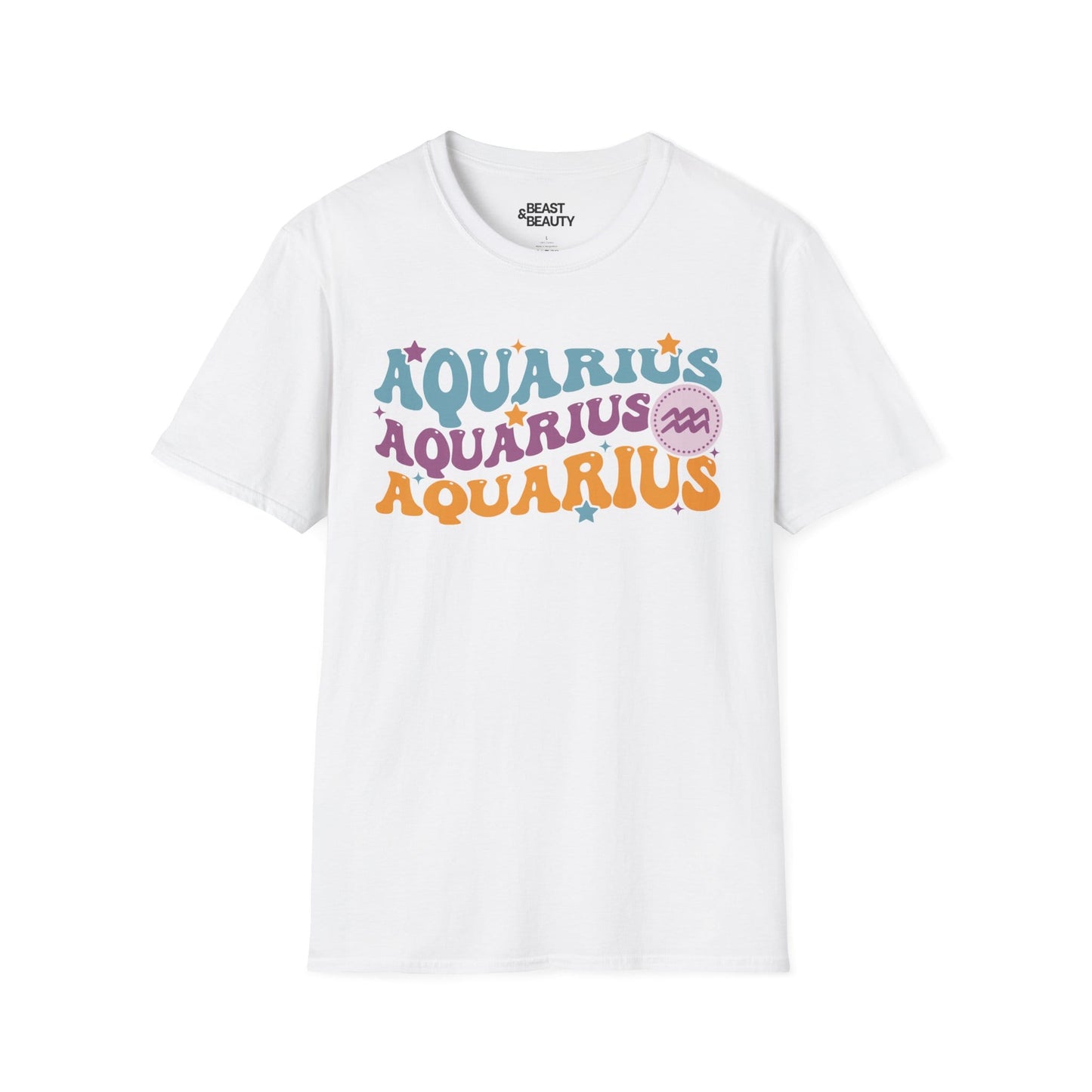Retro Aquarius Zodiac Graphic T-Shirt White / S gift_idea unique_gift personalised_gift