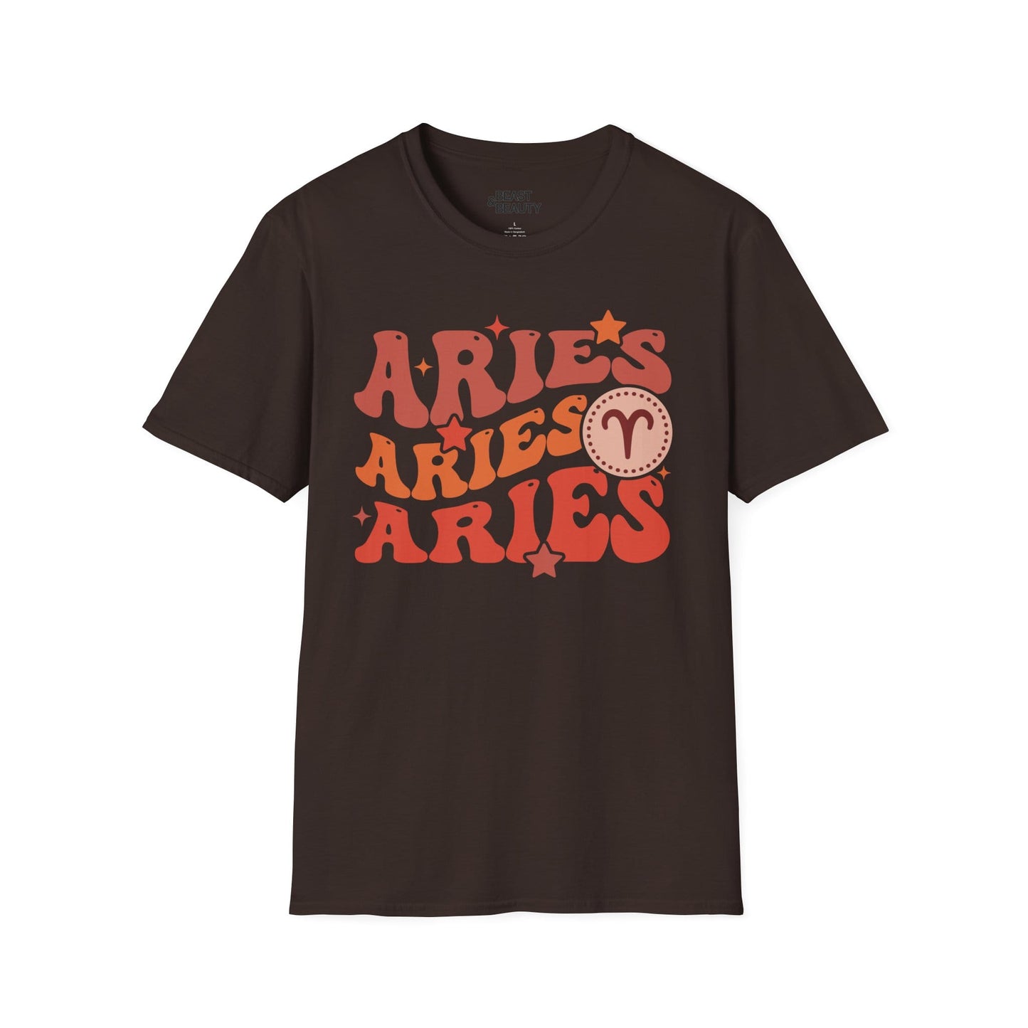 Retro Aries Zodiac Graphic T-Shirt Dark Chocolate / M gift_idea unique_gift personalised_gift