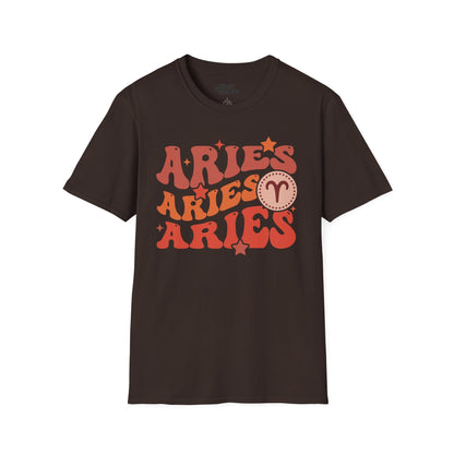 Retro Aries Zodiac Graphic T-Shirt Dark Chocolate / M gift_idea unique_gift personalised_gift