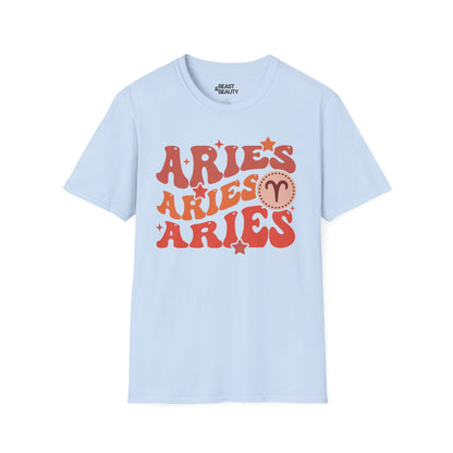 Retro Aries Zodiac Graphic T-Shirt Light Blue / S gift_idea unique_gift personalised_gift