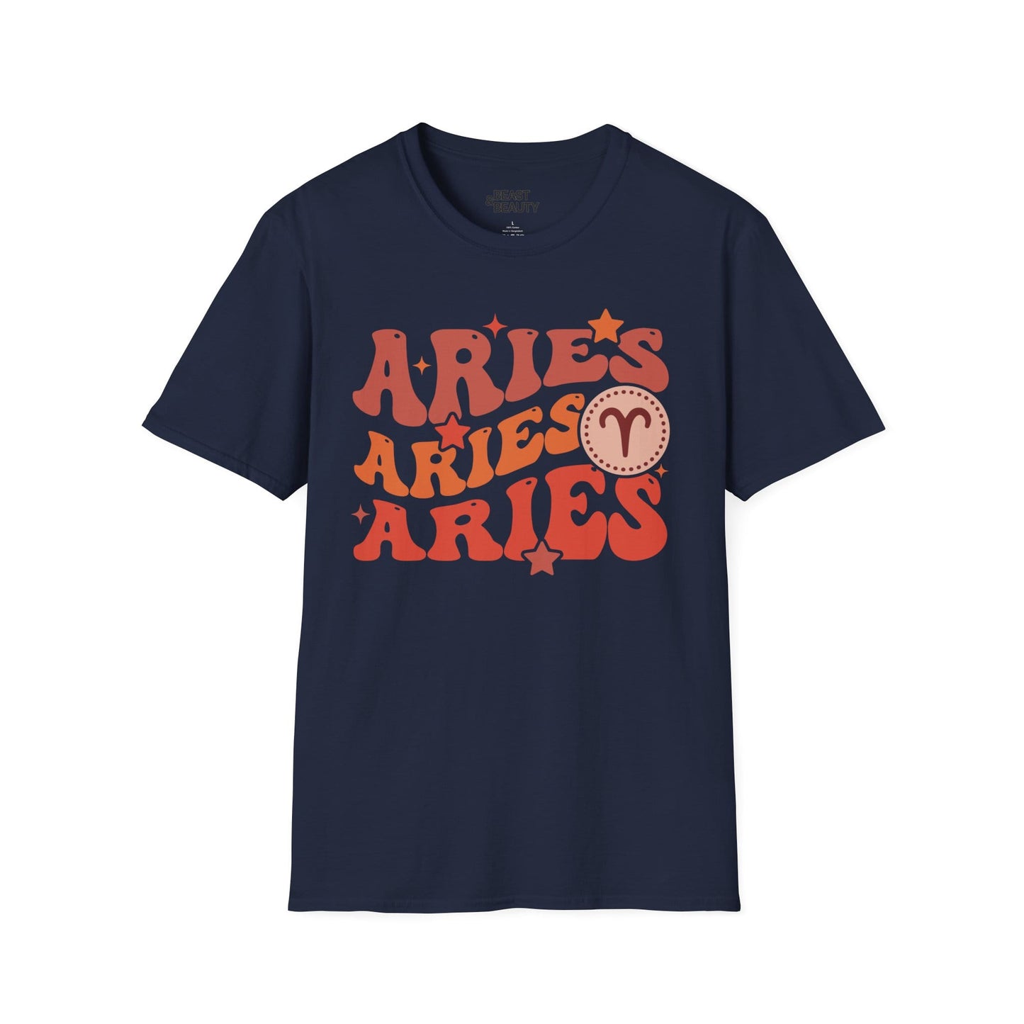Retro Aries Zodiac Graphic T-Shirt Navy / S gift_idea unique_gift personalised_gift