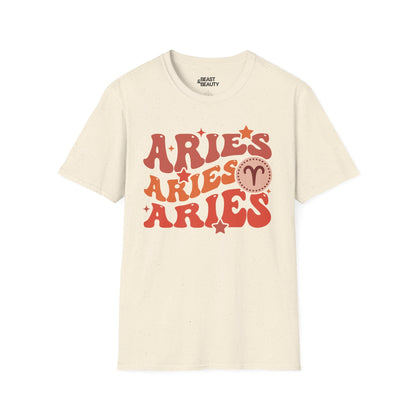 Retro Aries Zodiac Graphic T-Shirt Natural / M gift_idea unique_gift personalised_gift