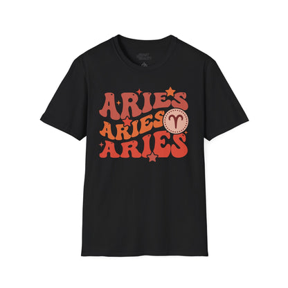 Retro Aries Zodiac Graphic T-Shirt Black / S gift_idea unique_gift personalised_gift