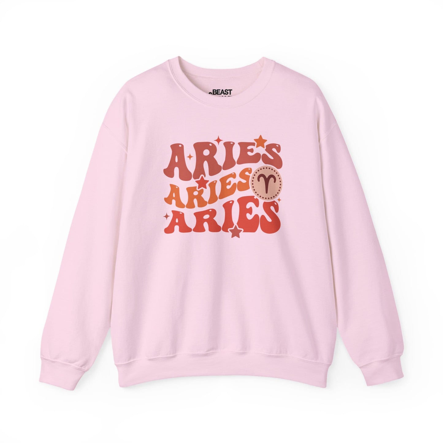 Retro Aries Zodiac Sign Adult Sweatshirt Light Pink / S gift_idea unique_gift personalised_gift