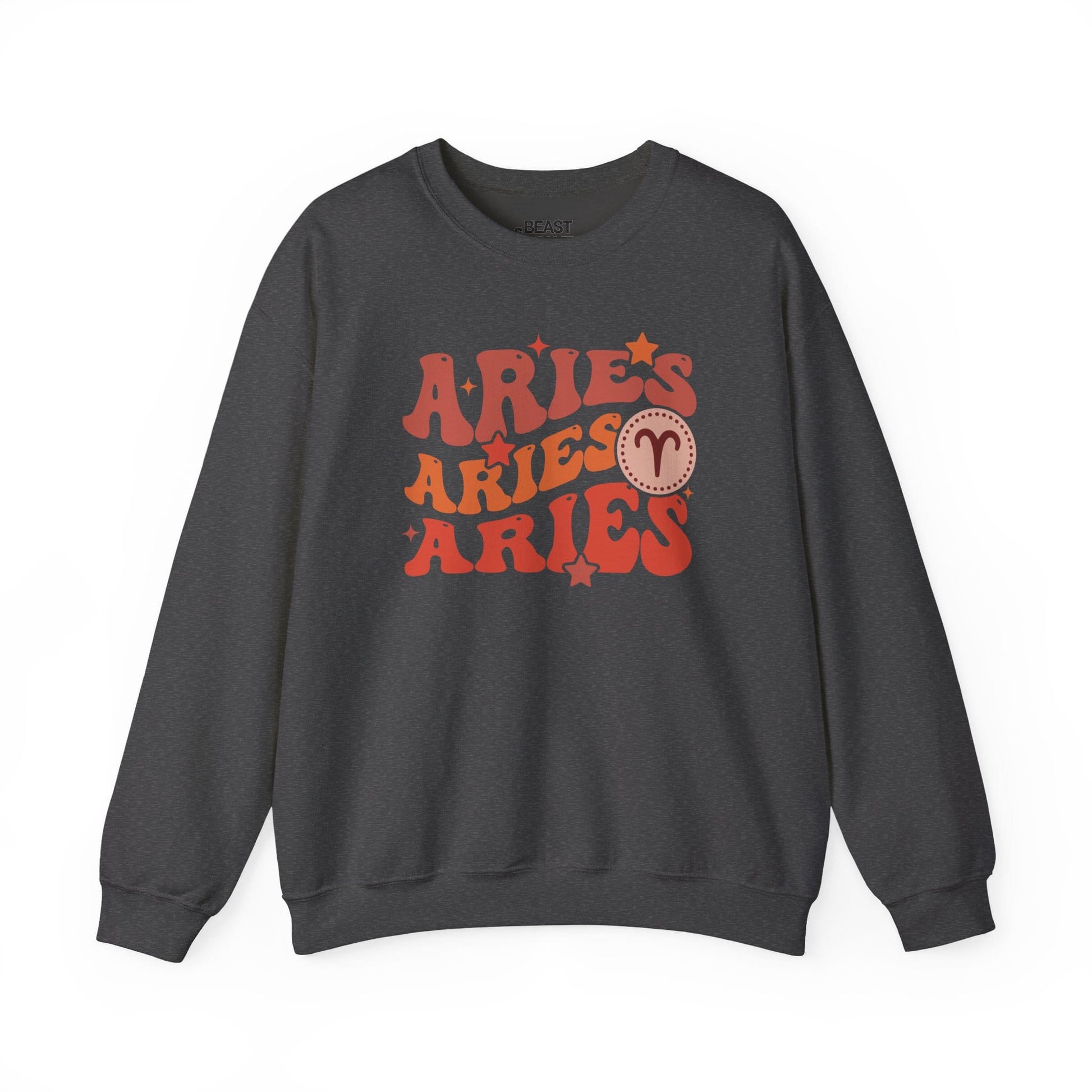 Retro Aries Zodiac Sign Adult Sweatshirt Dark Heather / S gift_idea unique_gift personalised_gift