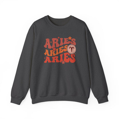 Retro Aries Zodiac Sign Adult Sweatshirt Dark Heather / S gift_idea unique_gift personalised_gift