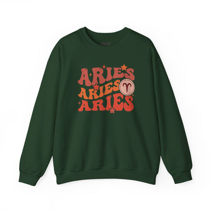 Retro Aries Zodiac Sign Adult Sweatshirt Forest Green / S gift_idea unique_gift personalised_gift