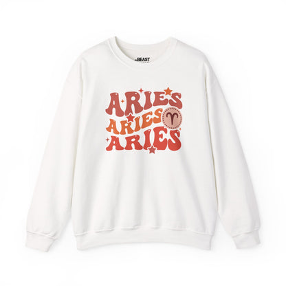 Retro Aries Zodiac Sign Adult Sweatshirt White / S gift_idea unique_gift personalised_gift
