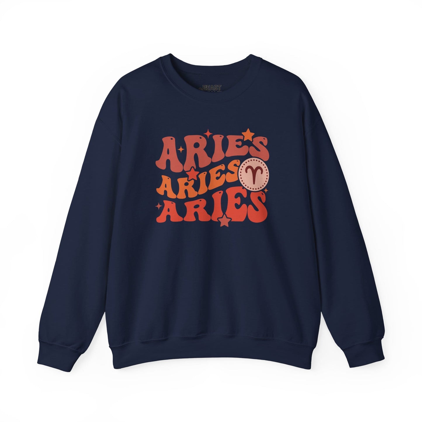 Retro Aries Zodiac Sign Adult Sweatshirt Navy / S gift_idea unique_gift personalised_gift