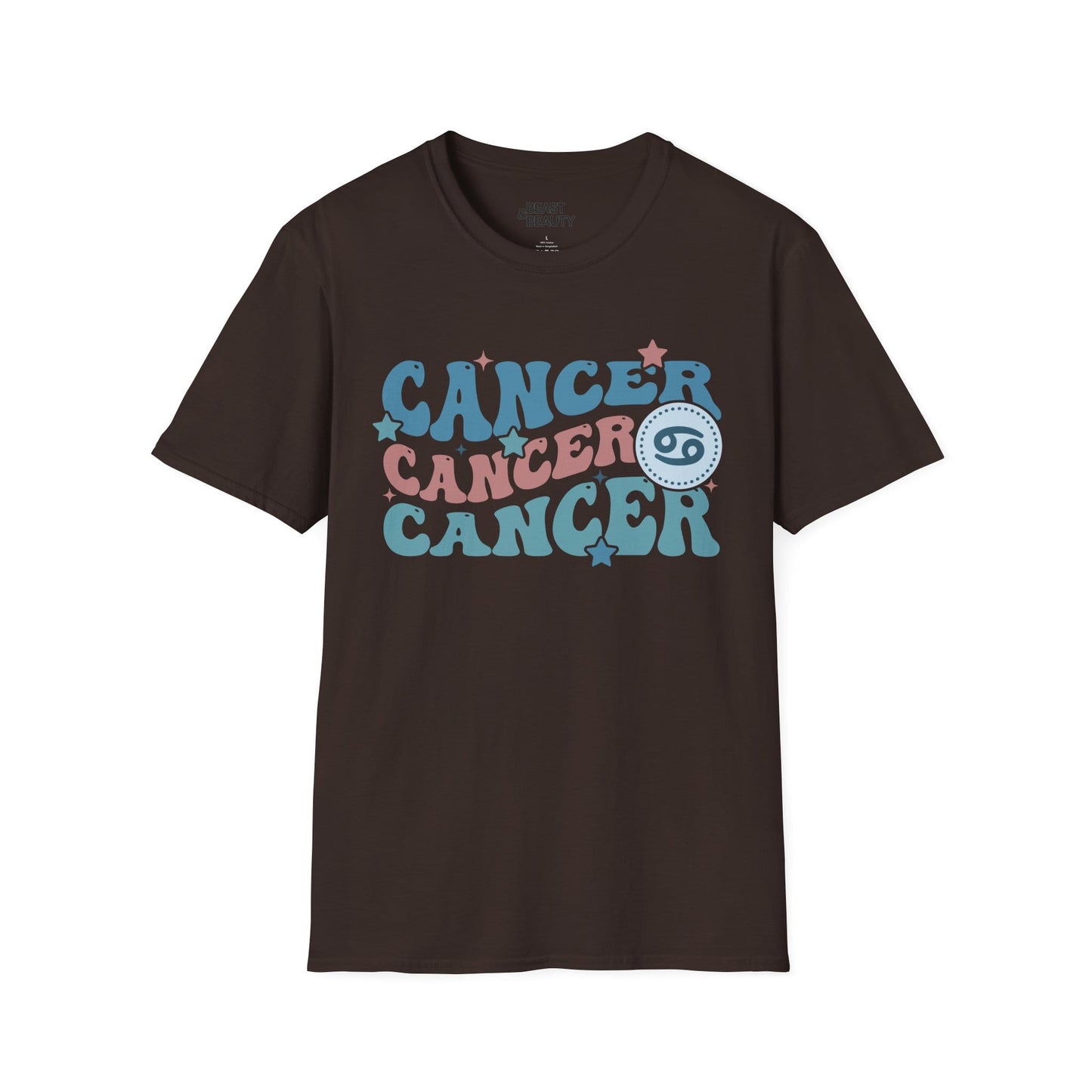Retro Cancer Zodiac Graphic T-Shirt Dark Chocolate / M gift_idea unique_gift personalised_gift