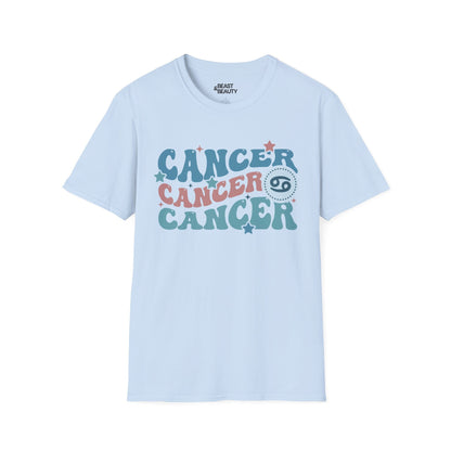 Retro Cancer Zodiac Graphic T-Shirt Light Blue / S gift_idea unique_gift personalised_gift