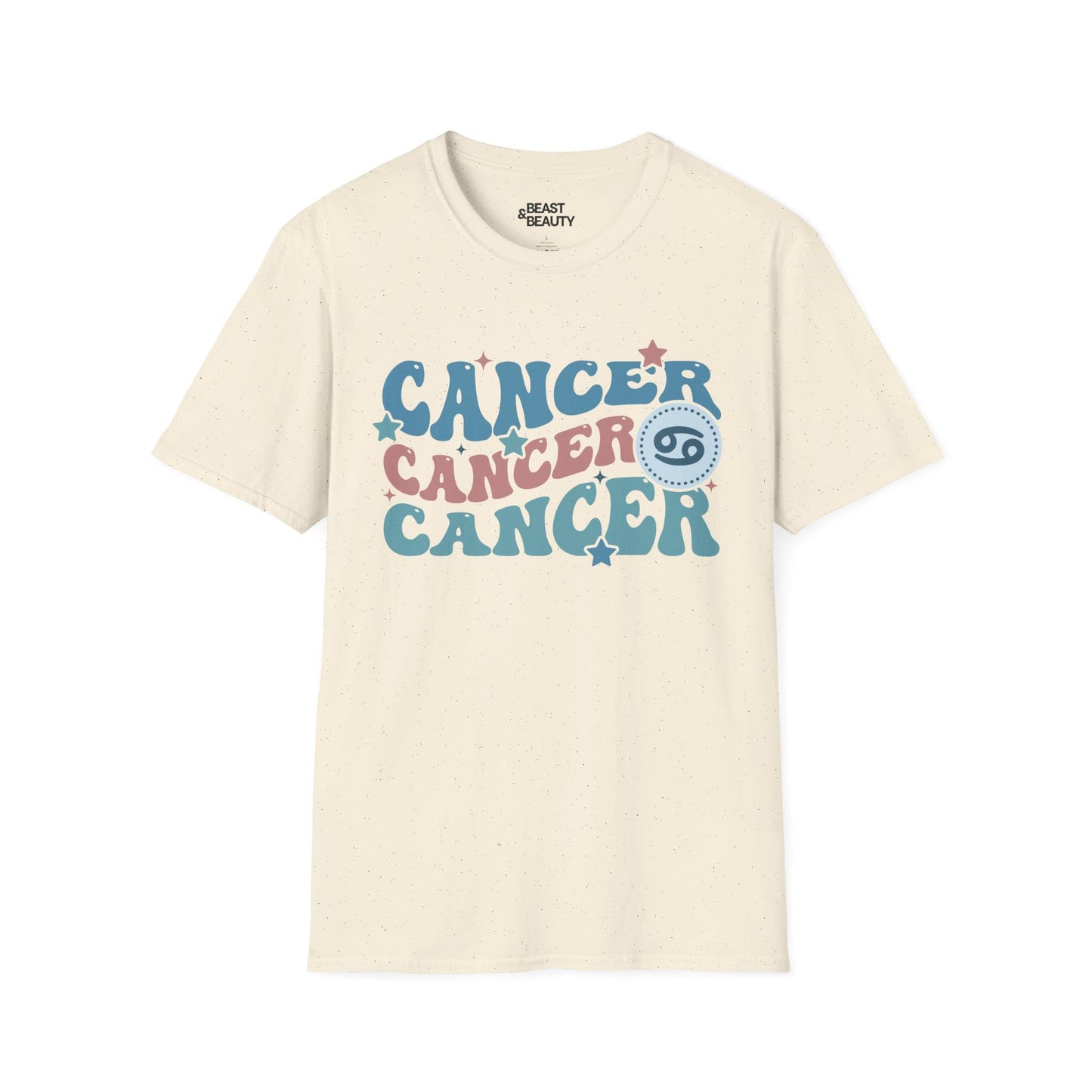 Retro Cancer Zodiac Graphic T-Shirt Natural / M gift_idea unique_gift personalised_gift