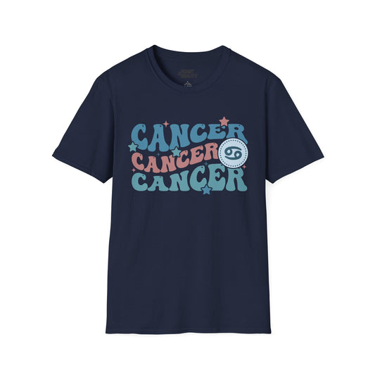 Retro Cancer Zodiac Graphic T-Shirt Navy / S gift_idea unique_gift personalised_gift