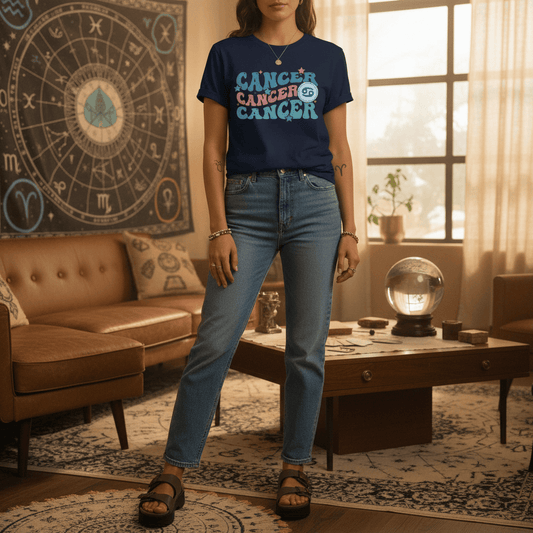 Retro Cancer Zodiac Graphic T-Shirt gift_idea unique_gift personalised_gift