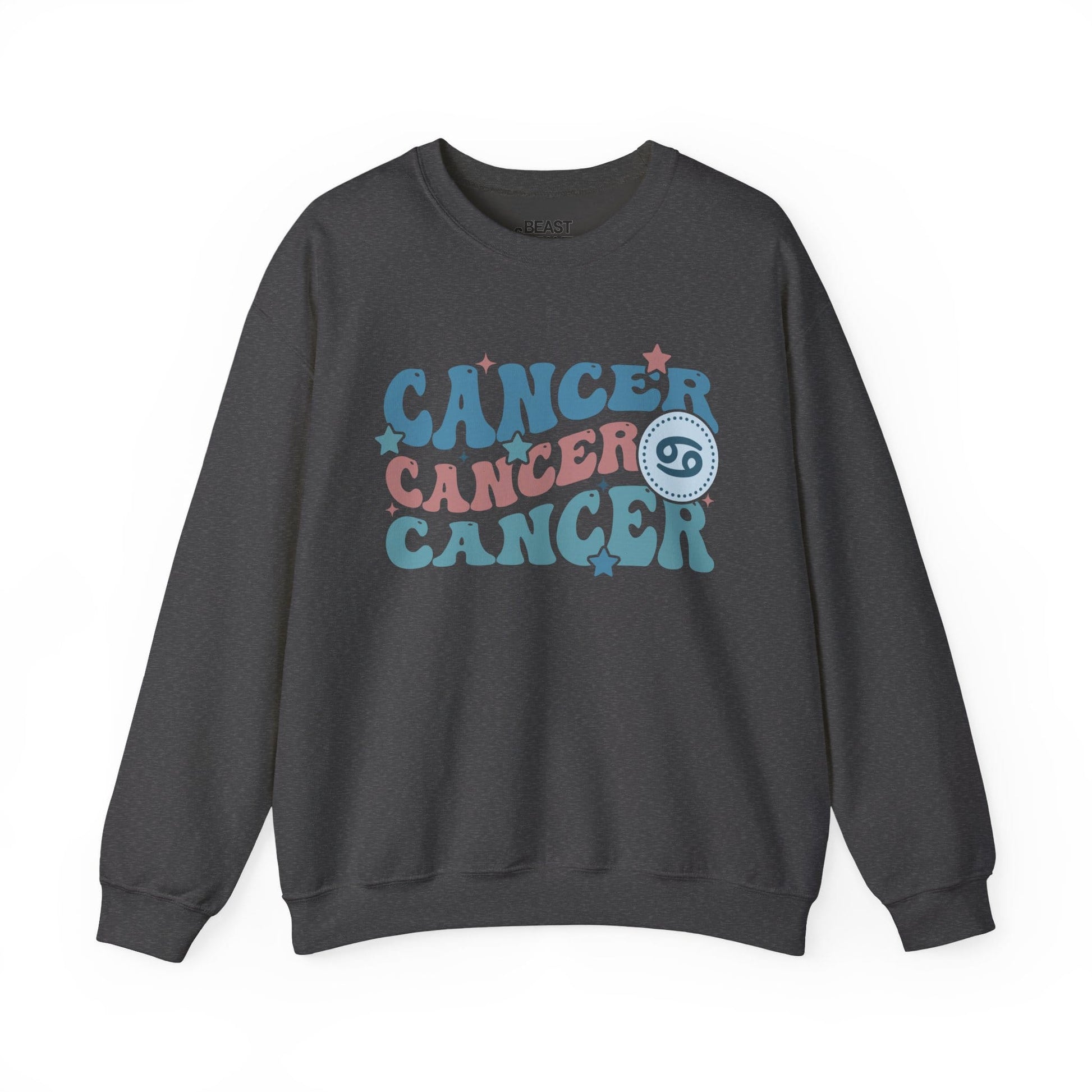 Retro Cancer Zodiac Sign Adult Sweatshirt Dark Heather / S gift_idea unique_gift personalised_gift