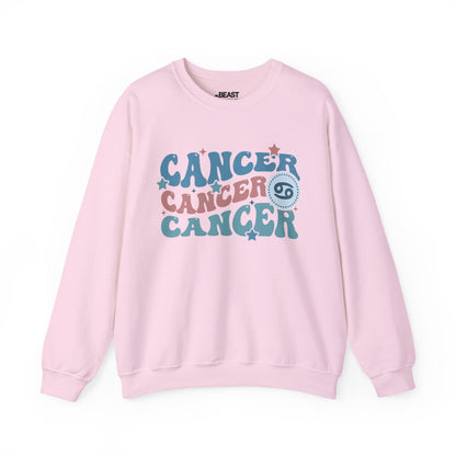 Retro Cancer Zodiac Sign Adult Sweatshirt Light Pink / S gift_idea unique_gift personalised_gift