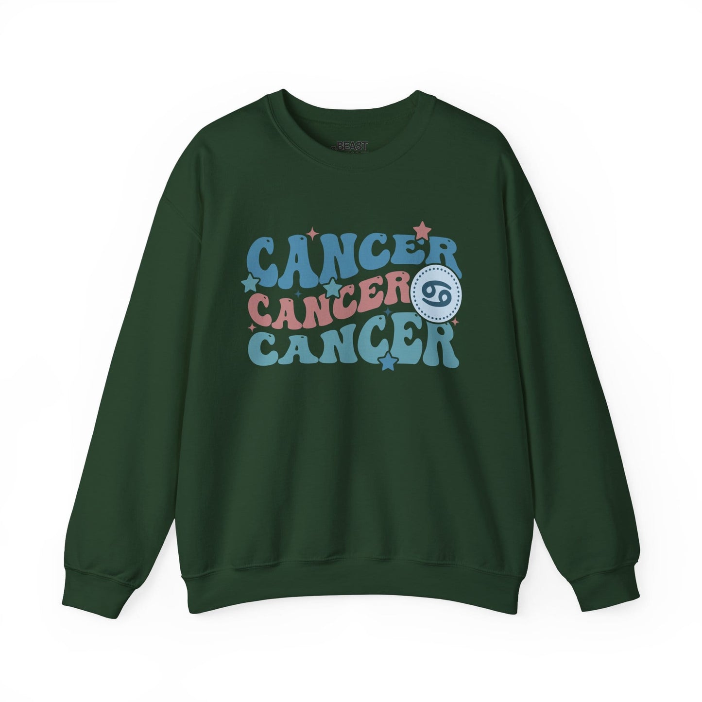 Retro Cancer Zodiac Sign Adult Sweatshirt Forest Green / S gift_idea unique_gift personalised_gift