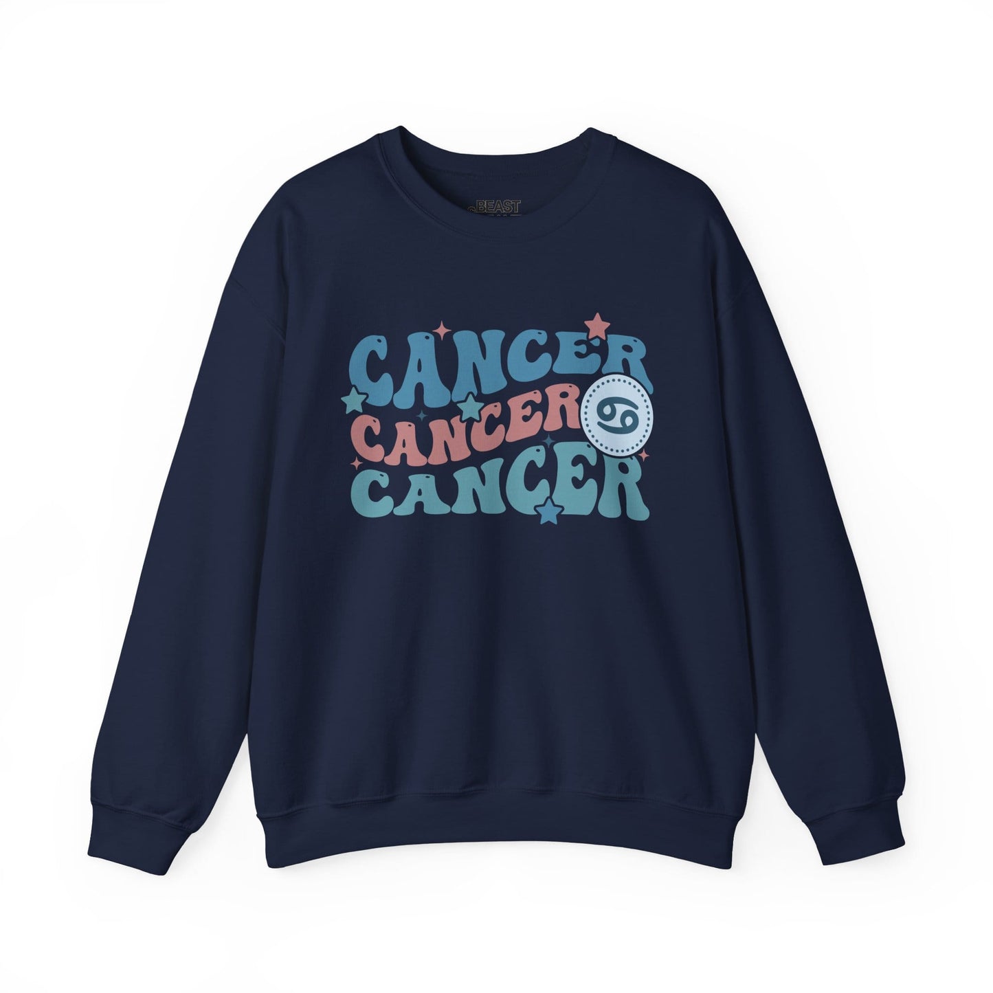 Retro Cancer Zodiac Sign Adult Sweatshirt Navy / S gift_idea unique_gift personalised_gift