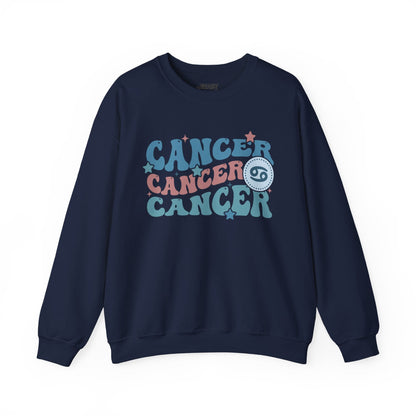Retro Cancer Zodiac Sign Adult Sweatshirt Navy / S gift_idea unique_gift personalised_gift