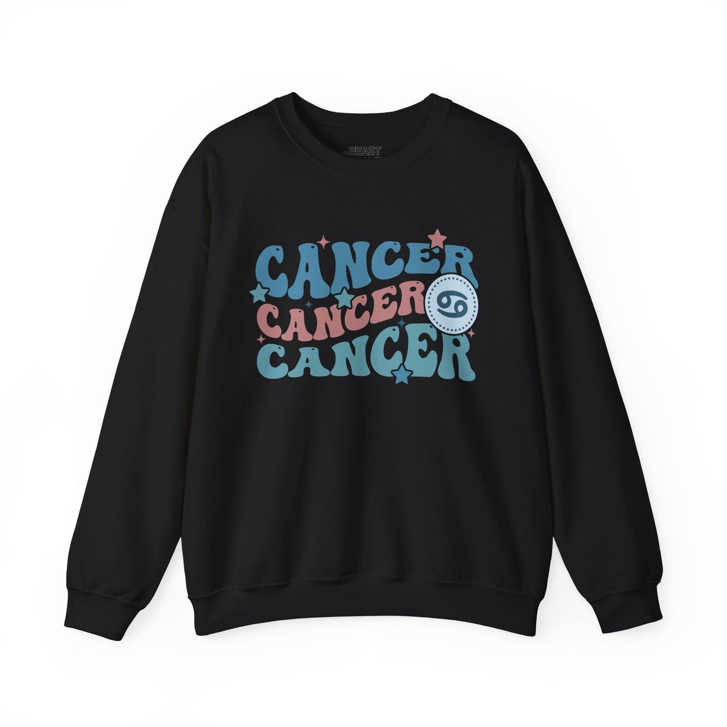 Retro Cancer Zodiac Sign Adult Sweatshirt Black / S gift_idea unique_gift personalised_gift