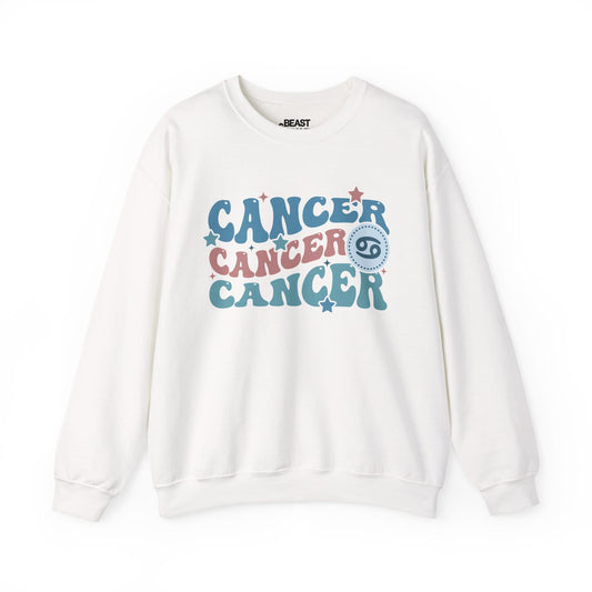 Retro Cancer Zodiac Sign Adult Sweatshirt White / S gift_idea unique_gift personalised_gift