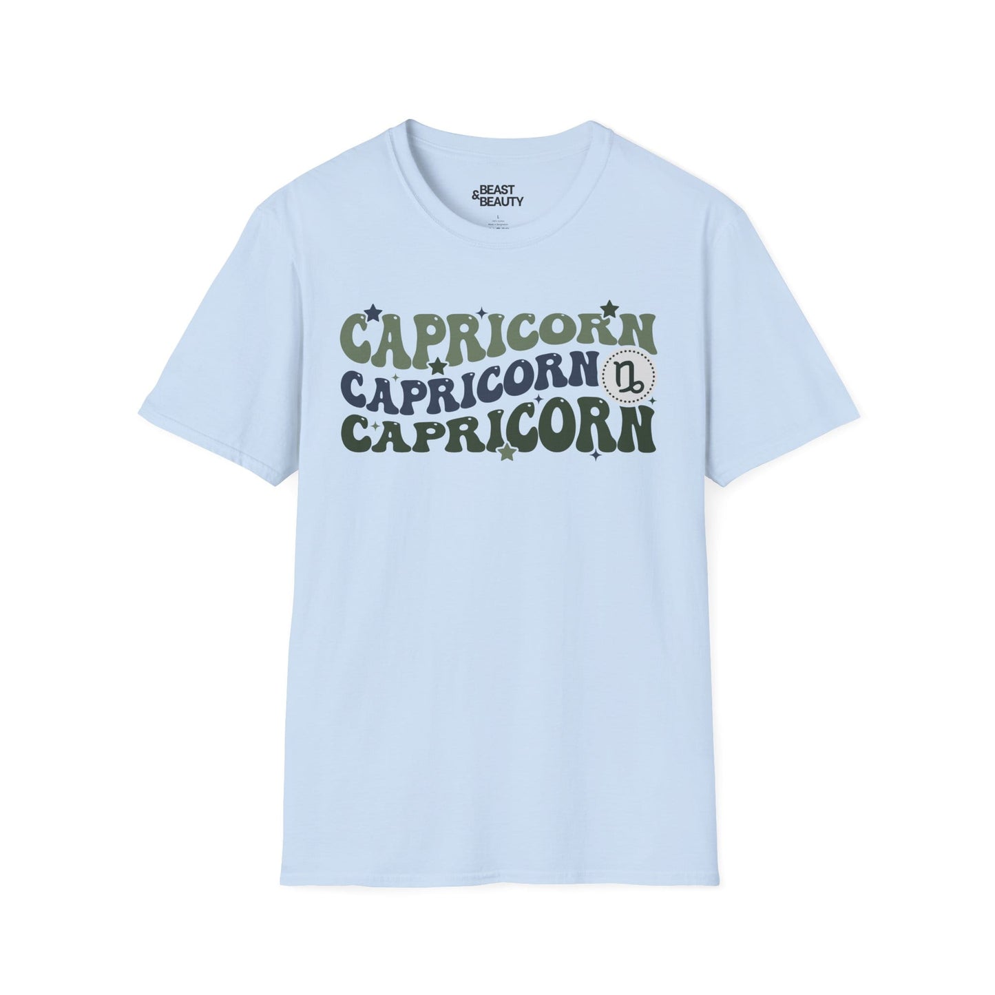 Retro Capricorn Zodiac Graphic T-Shirt Light Blue / S gift_idea unique_gift personalised_gift