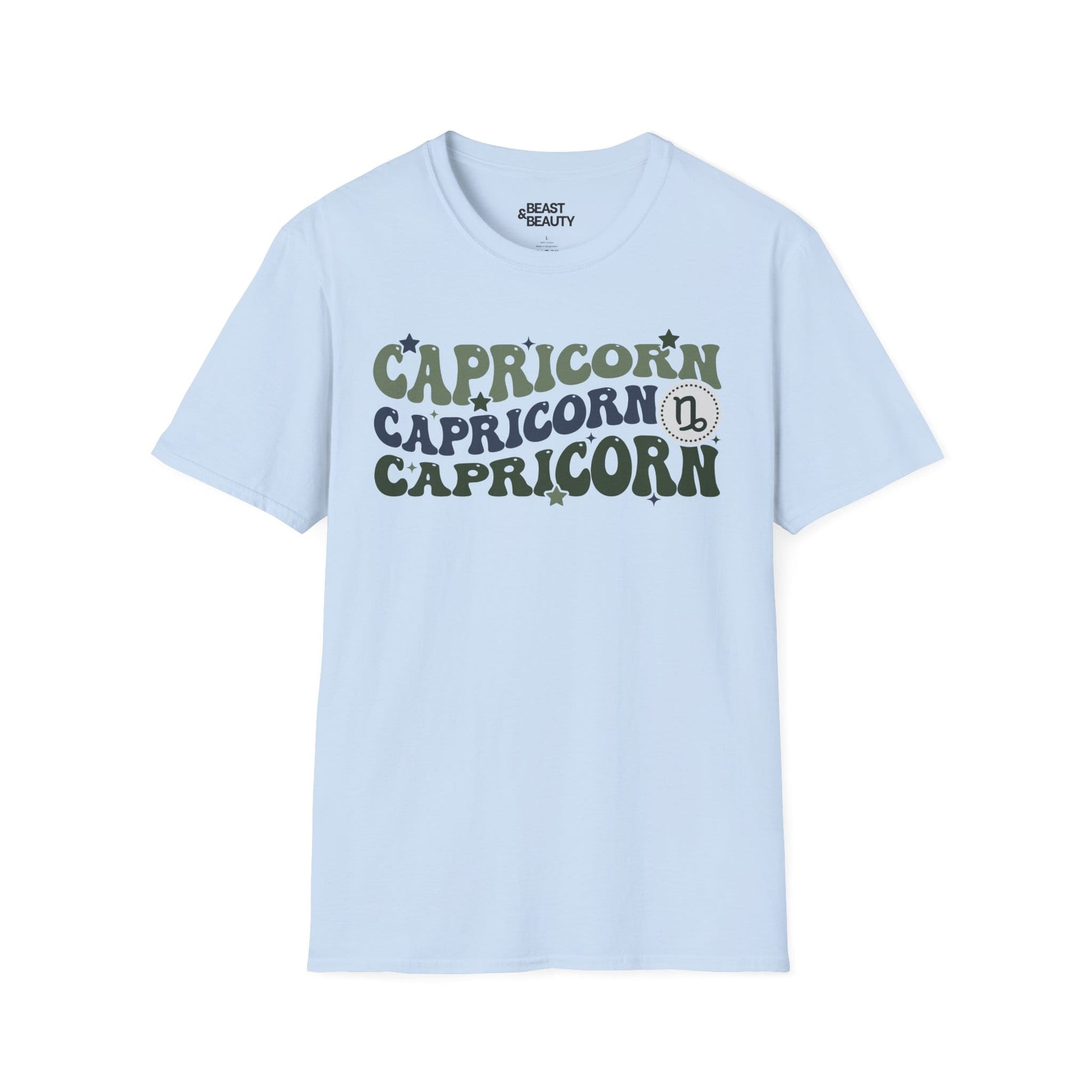 Retro Capricorn Zodiac Graphic T-Shirt Light Blue / S gift_idea unique_gift personalised_gift