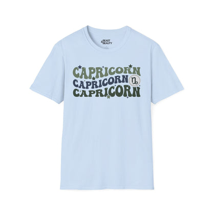 Retro Capricorn Zodiac Graphic T-Shirt Light Blue / S gift_idea unique_gift personalised_gift