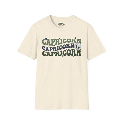 Retro Capricorn Zodiac Graphic T-Shirt Natural / M gift_idea unique_gift personalised_gift
