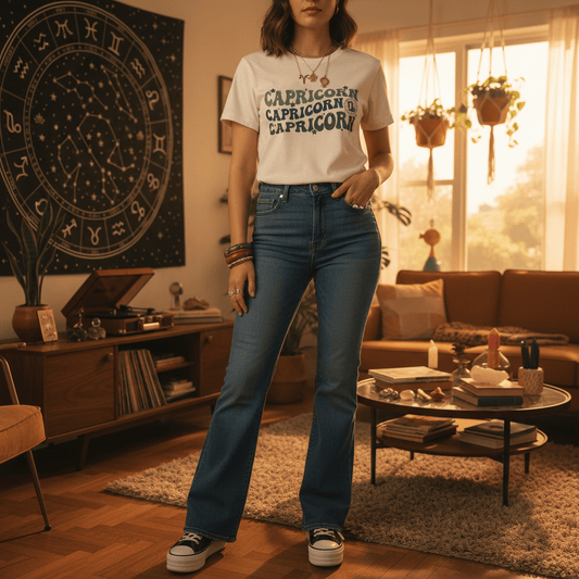 Retro Capricorn Zodiac Graphic T-Shirt gift_idea unique_gift personalised_gift