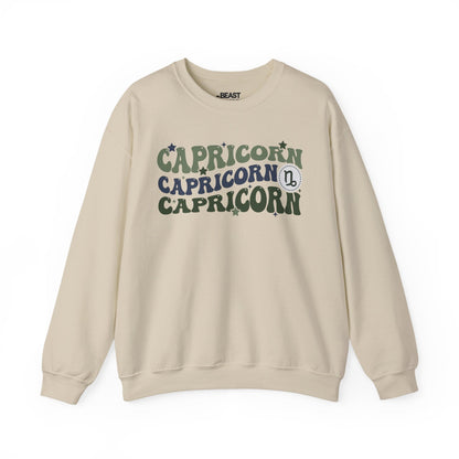 Retro Capricorn Zodiac Sign Adult Sweatshirt Sand / S gift_idea unique_gift personalised_gift