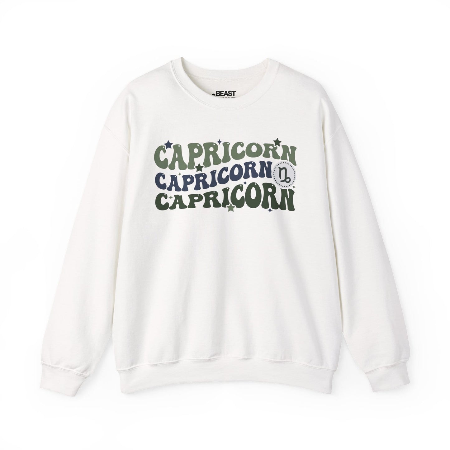 Retro Capricorn Zodiac Sign Adult Sweatshirt White / S gift_idea unique_gift personalised_gift