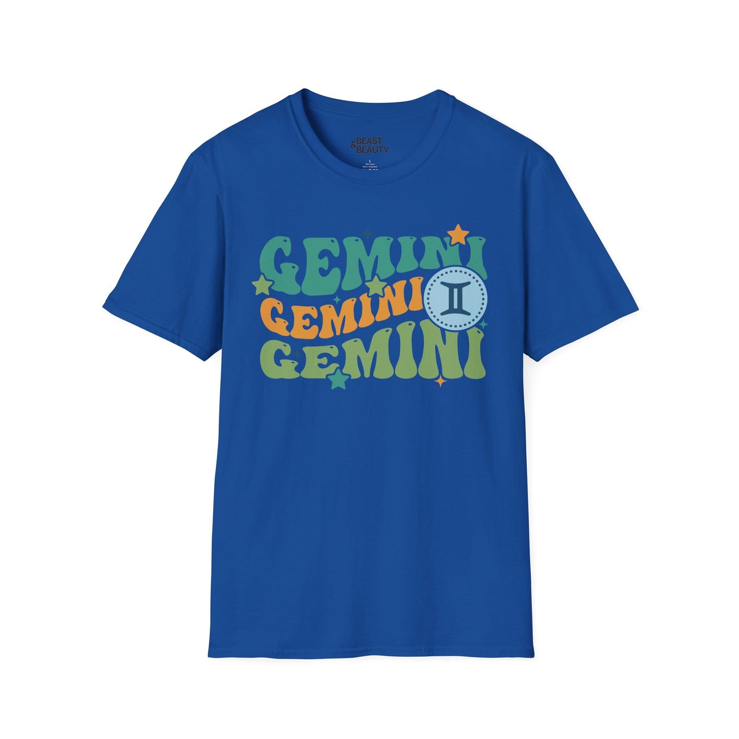 Retro Gemini Zodiac Graphic T-Shirt Royal / S gift_idea unique_gift personalised_gift