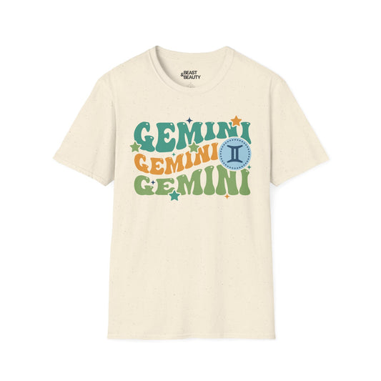 Retro Gemini Zodiac Graphic T-Shirt Natural / M gift_idea unique_gift personalised_gift