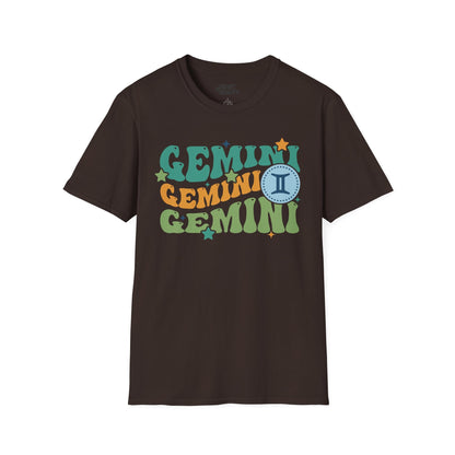 Retro Gemini Zodiac Graphic T-Shirt Dark Chocolate / M gift_idea unique_gift personalised_gift