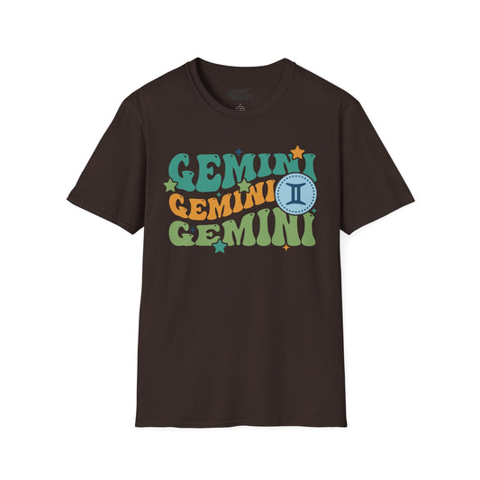 Retro Gemini Zodiac Graphic T-Shirt Dark Chocolate / M gift_idea unique_gift personalised_gift