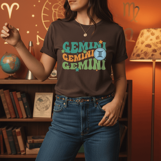 Retro Gemini Zodiac Graphic T-Shirt gift_idea unique_gift personalised_gift