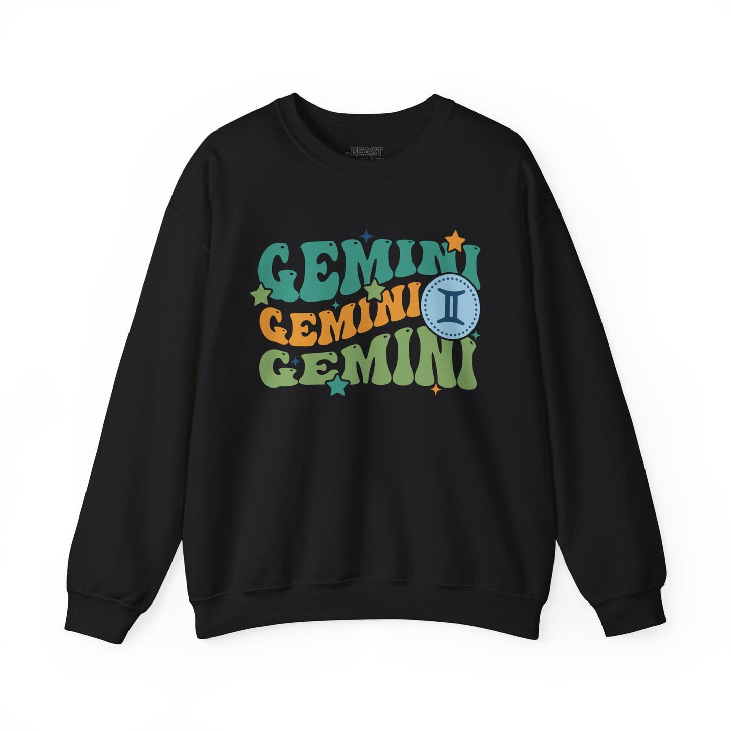 Retro Gemini Zodiac Sign Adult Sweatshirt Black / S gift_idea unique_gift personalised_gift