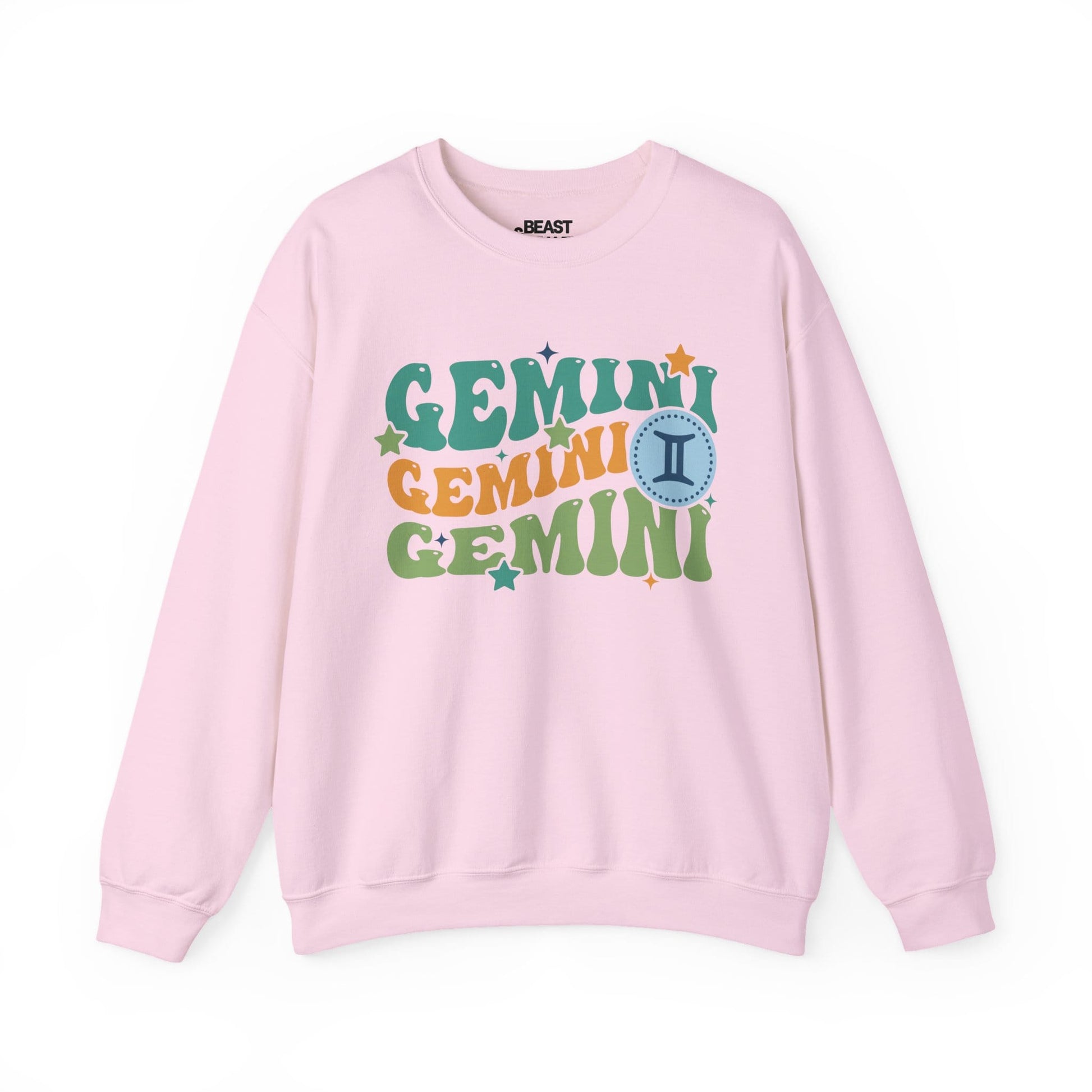 Retro Gemini Zodiac Sign Adult Sweatshirt Light Pink / S gift_idea unique_gift personalised_gift
