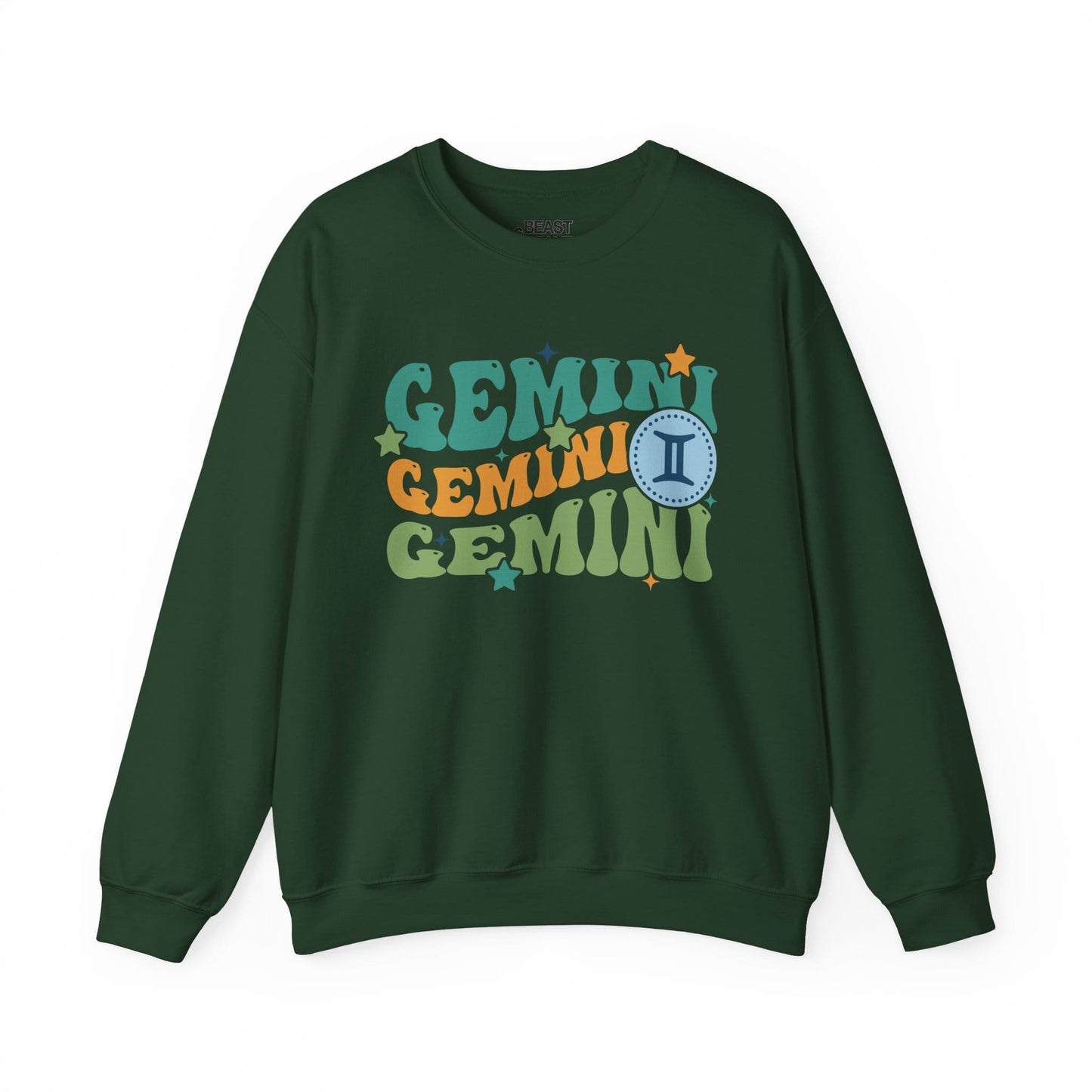 Retro Gemini Zodiac Sign Adult Sweatshirt Forest Green / S gift_idea unique_gift personalised_gift