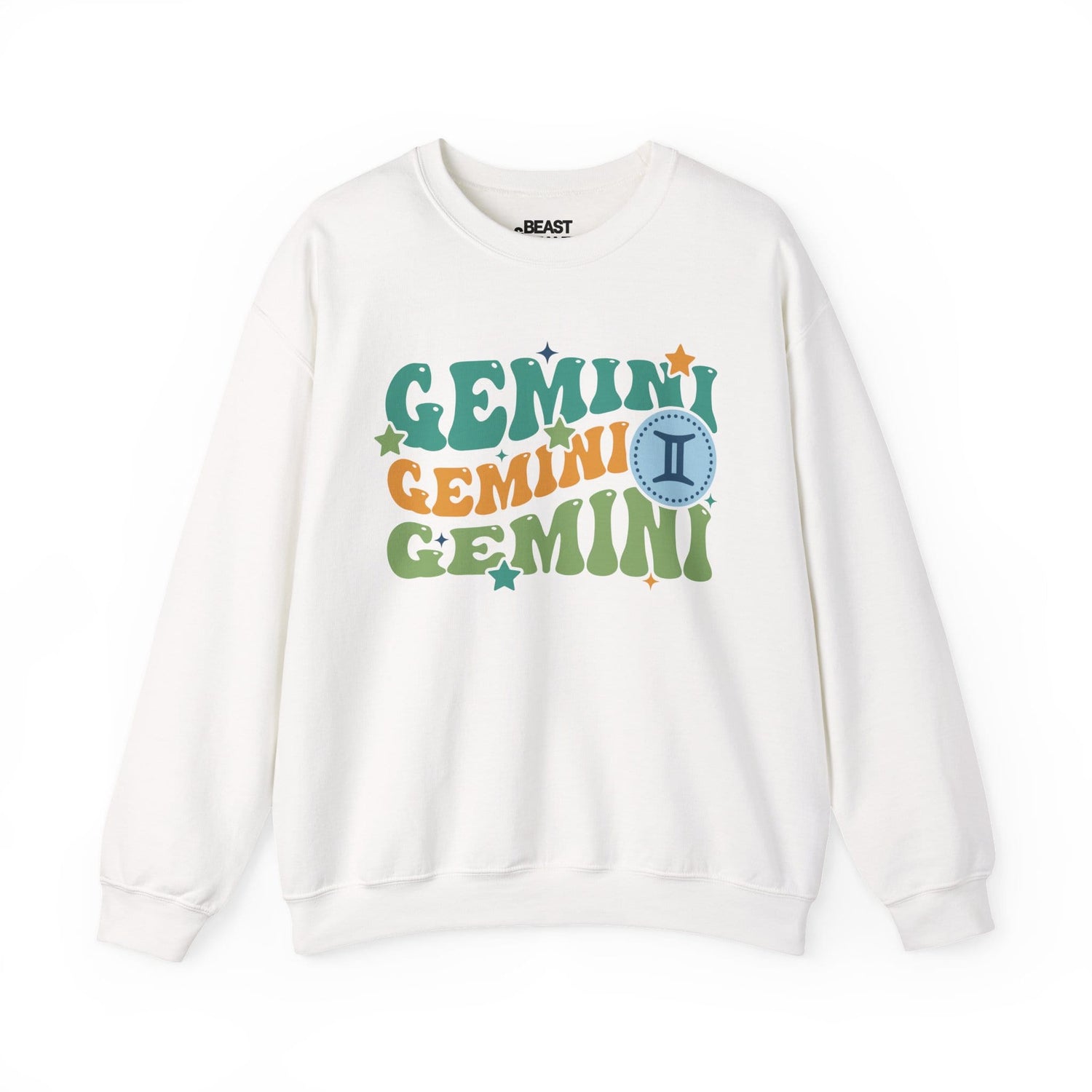 Retro Gemini Zodiac Sign Adult Sweatshirt White / S gift_idea unique_gift personalised_gift