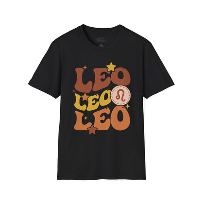 Retro Leo Zodiac Graphic T-Shirt Black / S gift_idea unique_gift personalised_gift