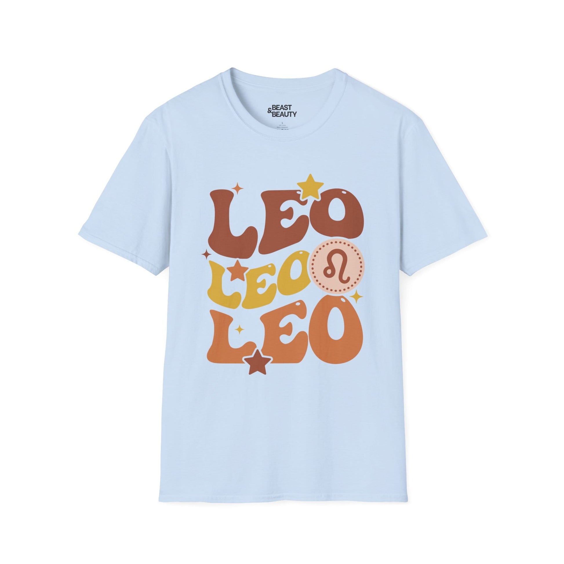 Retro Leo Zodiac Graphic T-Shirt Light Blue / S gift_idea unique_gift personalised_gift