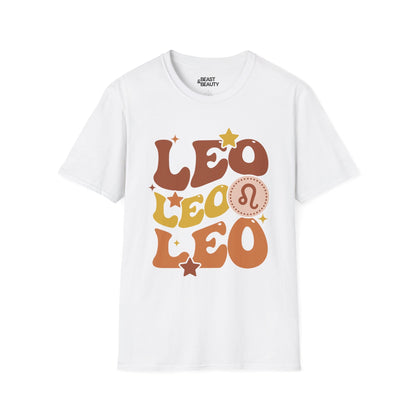 Retro Leo Zodiac Graphic T-Shirt White / S gift_idea unique_gift personalised_gift