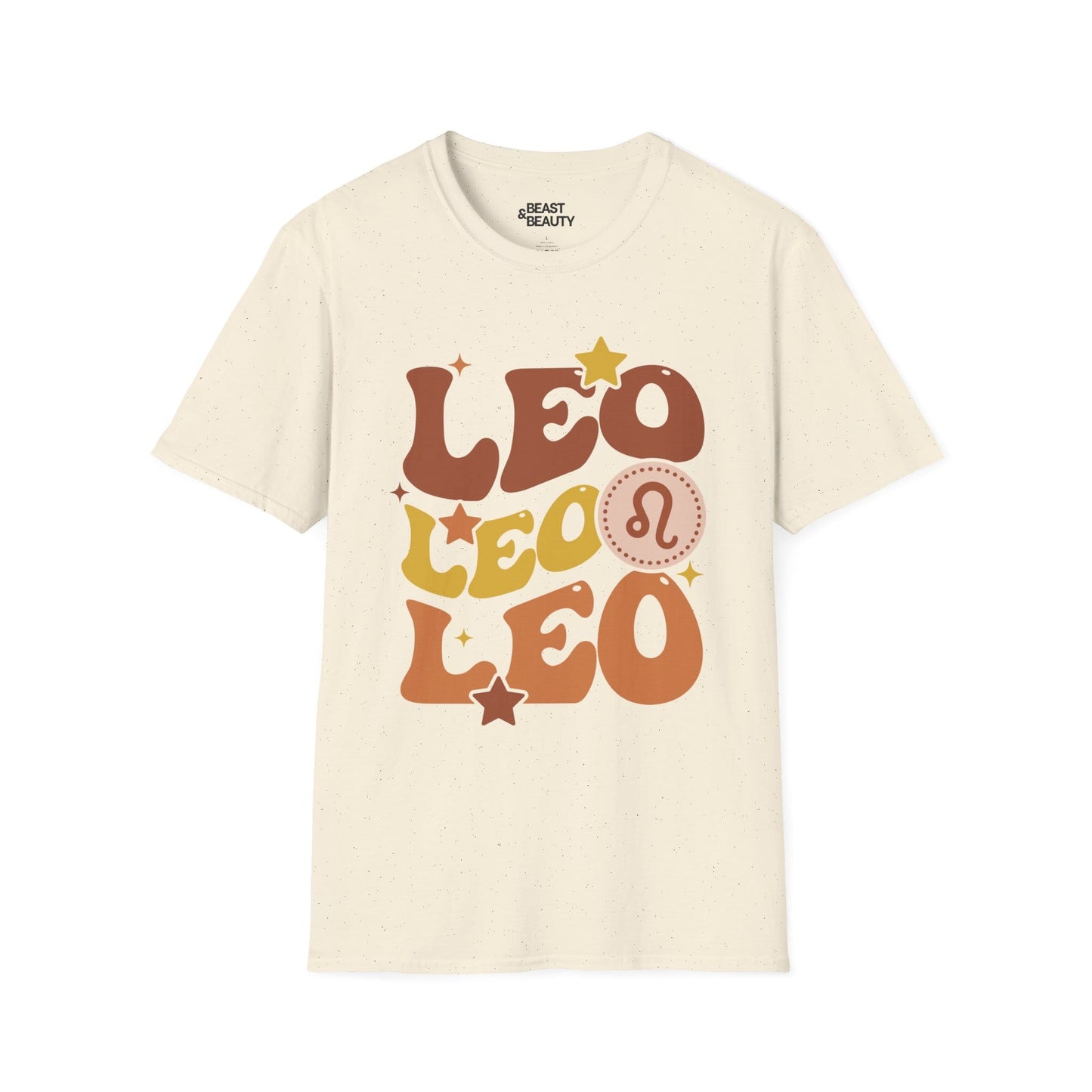 Retro Leo Zodiac Graphic T-Shirt Natural / M gift_idea unique_gift personalised_gift