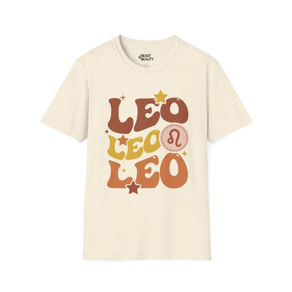 Retro Leo Zodiac Graphic T-Shirt Natural / M gift_idea unique_gift personalised_gift