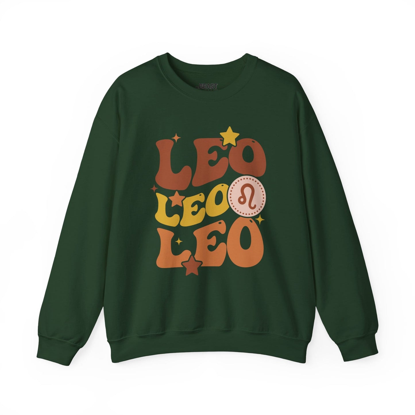 Retro Leo Zodiac Sign Adult Sweatshirt Forest Green / S gift_idea unique_gift personalised_gift