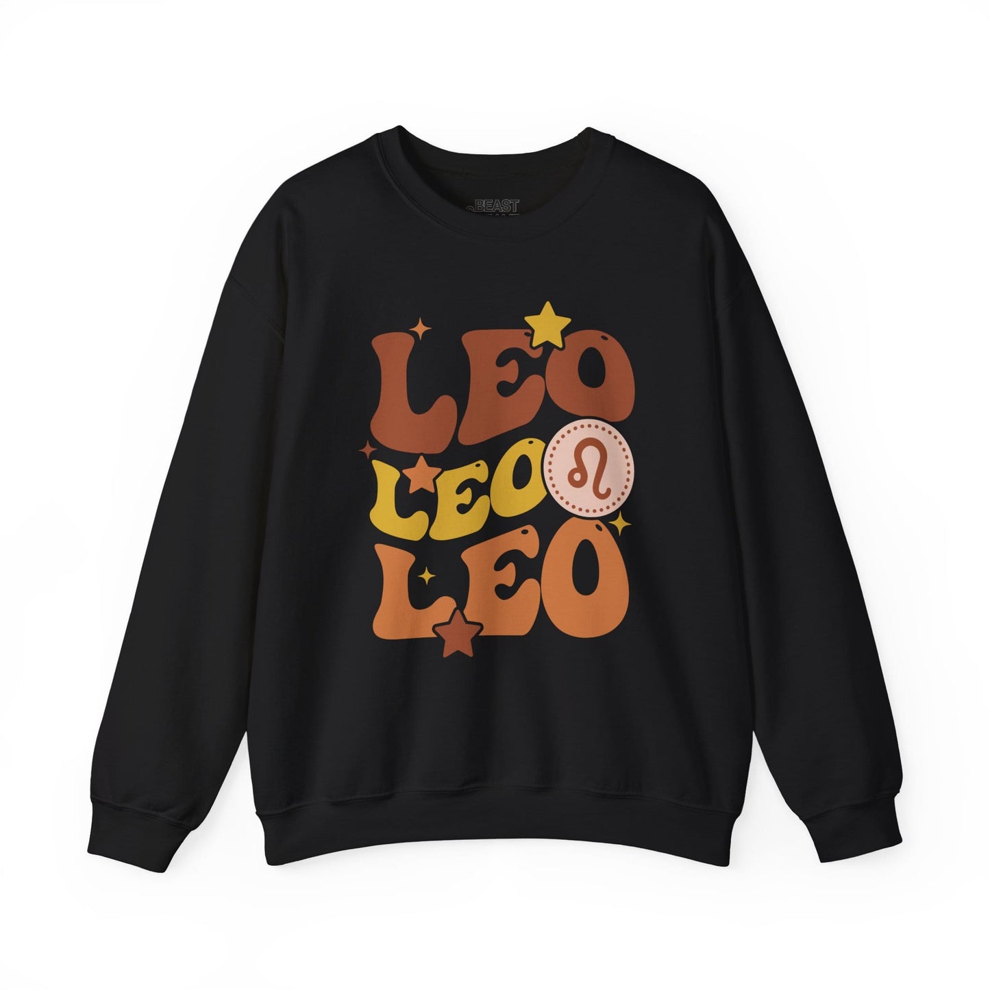 Retro Leo Zodiac Sign Adult Sweatshirt Black / S gift_idea unique_gift personalised_gift