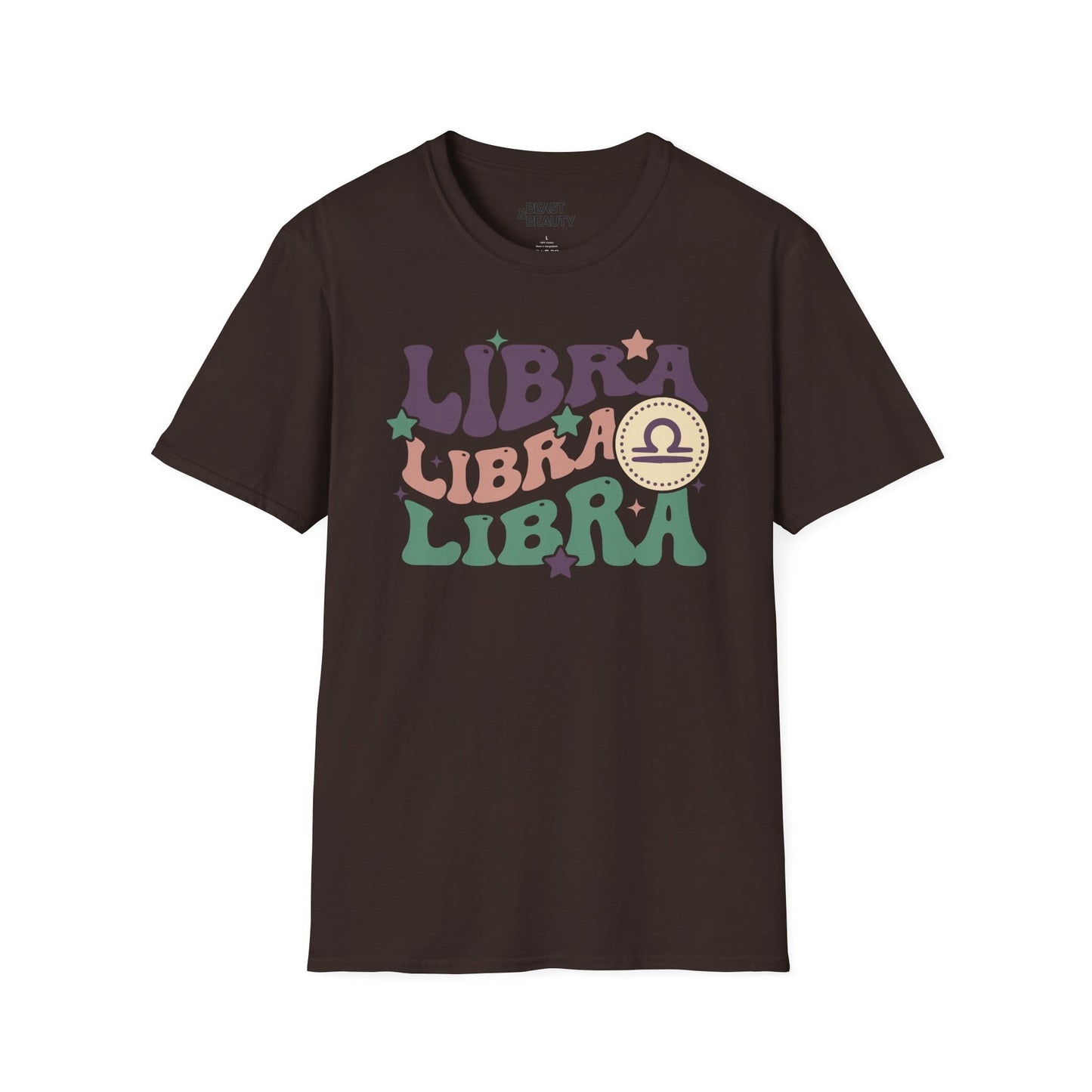 Retro Libra Zodiac Graphic T-Shirt Dark Chocolate / M gift_idea unique_gift personalised_gift